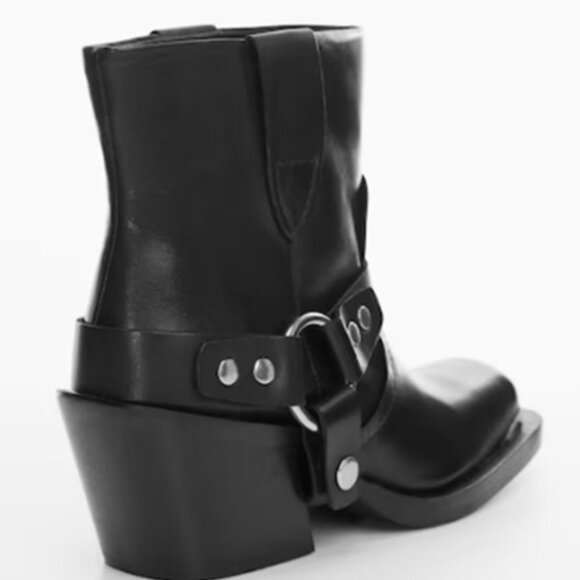 MANGO Moto Black Leather Bootie - Picture 5 of 14